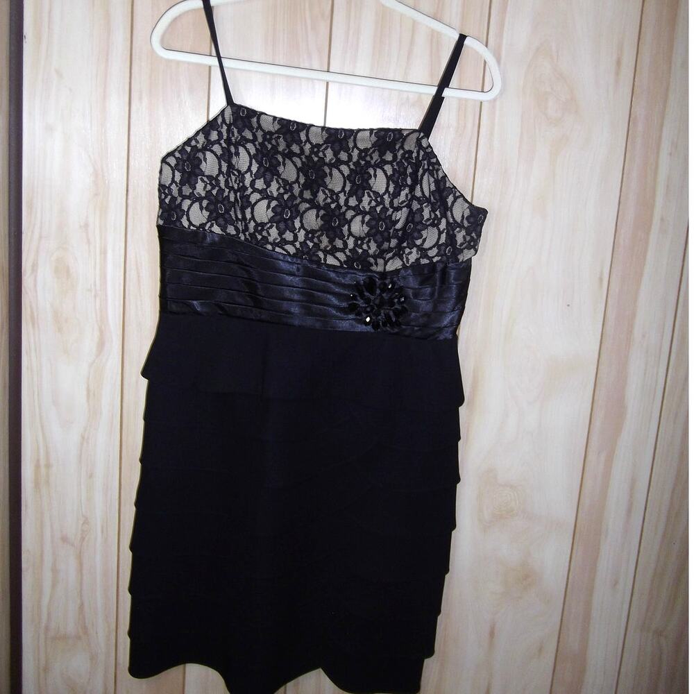 Jessica Howard Y2K Whimsigoth Black Lace Cocktail Dress Jacket Set 12